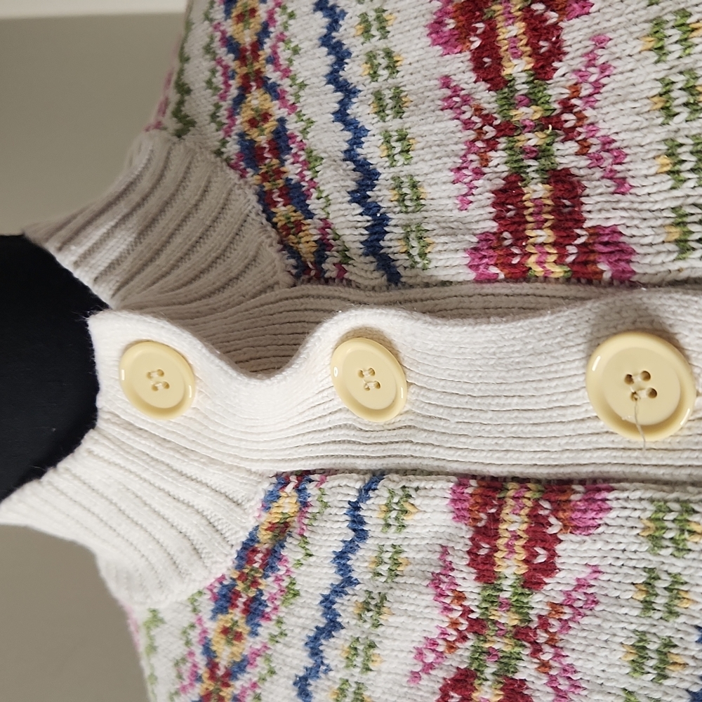 Tiara. Ivory Nordic Pattern Button-Down Multi Col… - image 2